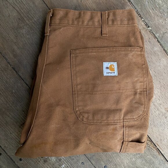 Carhartt FRB152BRN Flame Resistant Work Dungaree Canvas Pants Size 36 - Picture 2 of 9